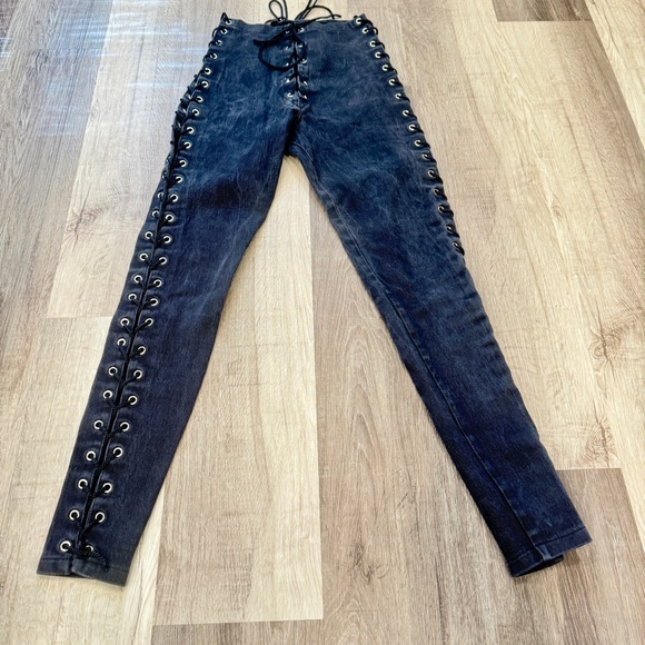 Frederick's of Hollywood Denim - Vintage 90s Frederick’s of Hollywood Jeans Up 5 Goth Grunge Black Rare Festival